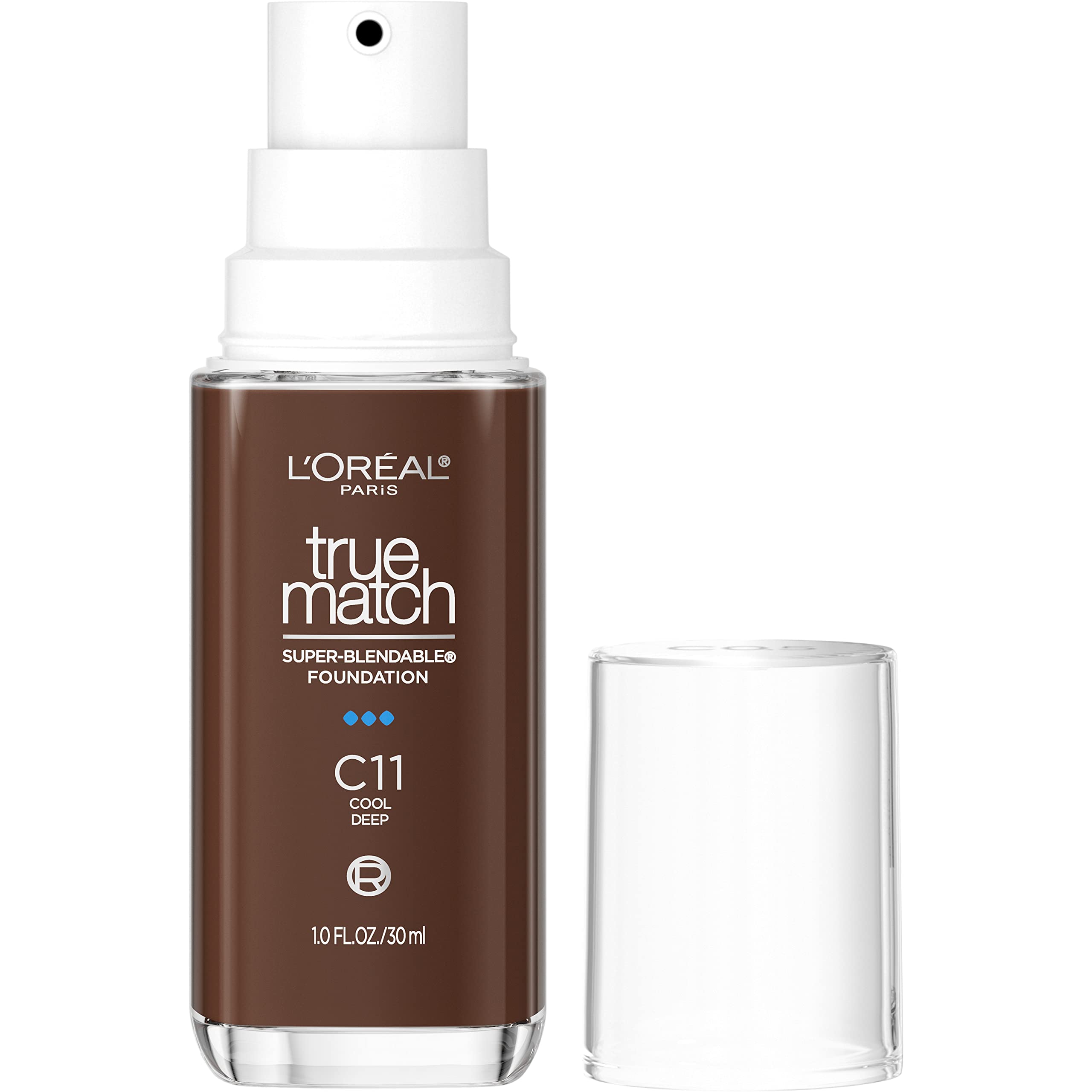 L'Oreal Paris True Match Super-Blendable Foundation, Medium Coverage Liquid Foundation Makeup, C11, Deep, 1 Fl Oz